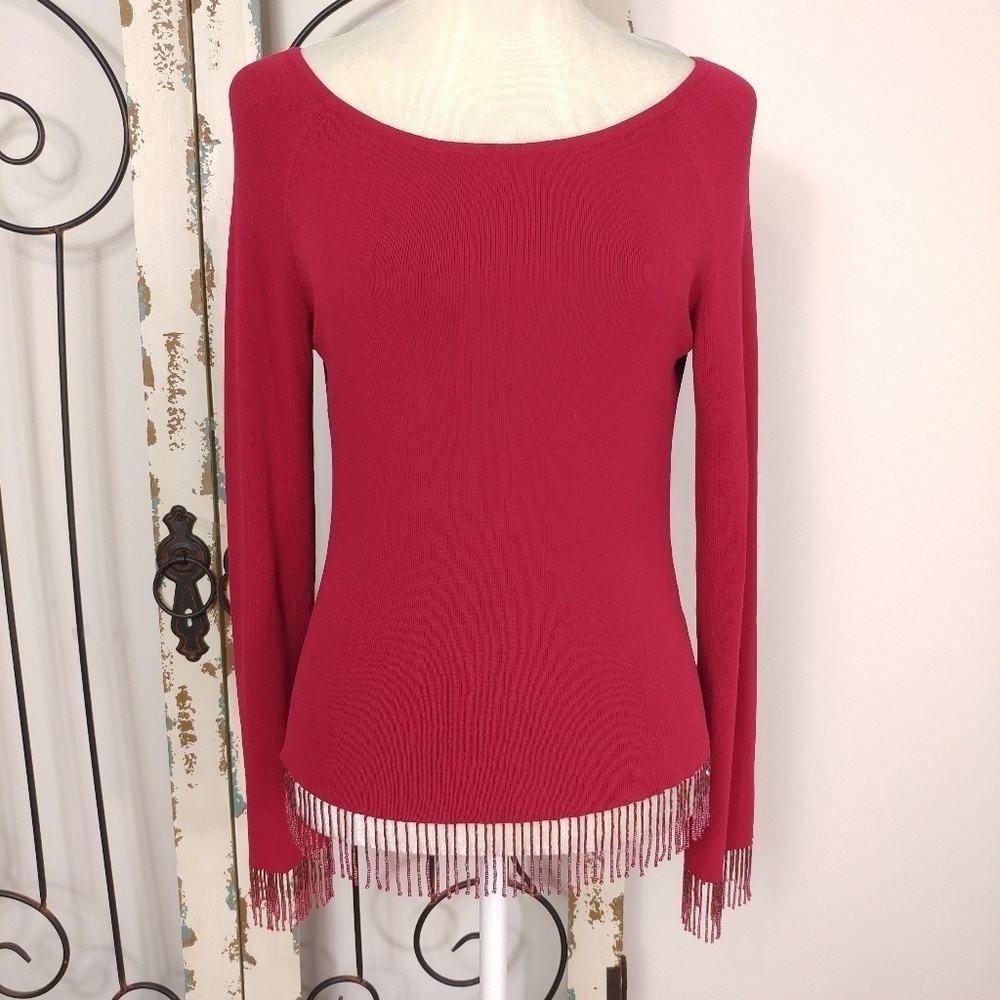 The limited red bead embellished tab large